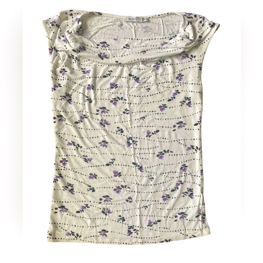 Ricki's Cream Floral Cowl Neck Top XS
